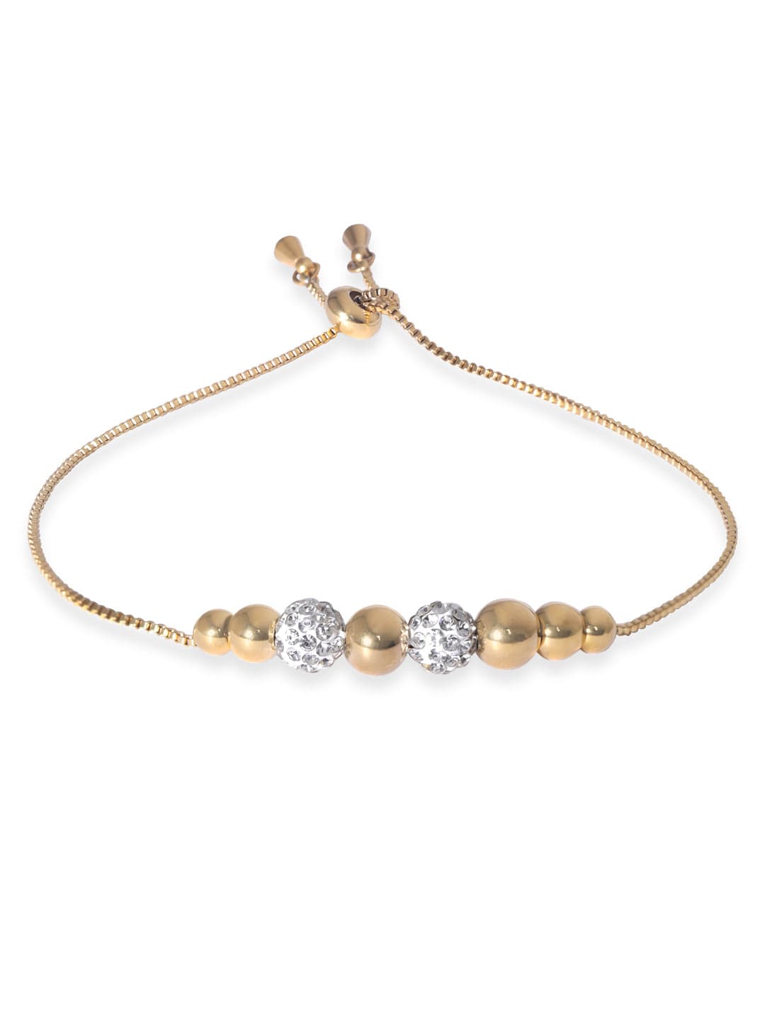 18K Gold Plated Gold Beaded Pull Chain Dainty Bracelet Bangles & Bracelets