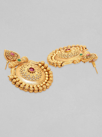 22K Gold plated handcrafted chandbali temple earrings Earrings