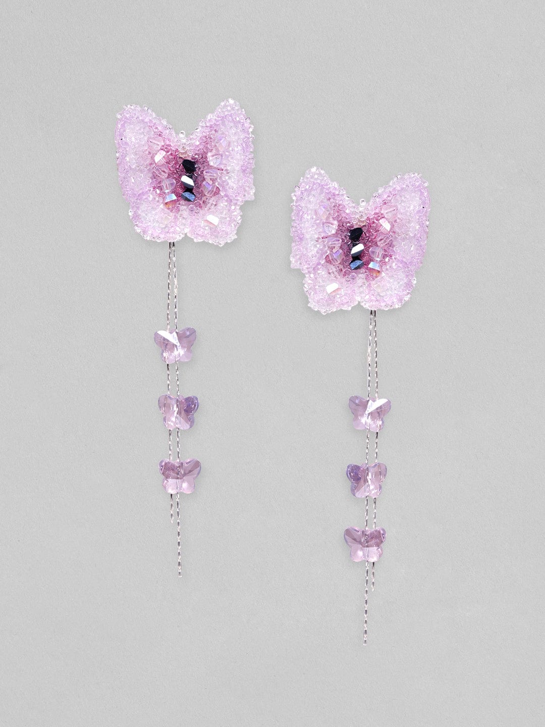 As Seen On Dhanashree Verma - Rubans Voguish Rhodium Plated Purple Crystal Tassel Earrings Earrings