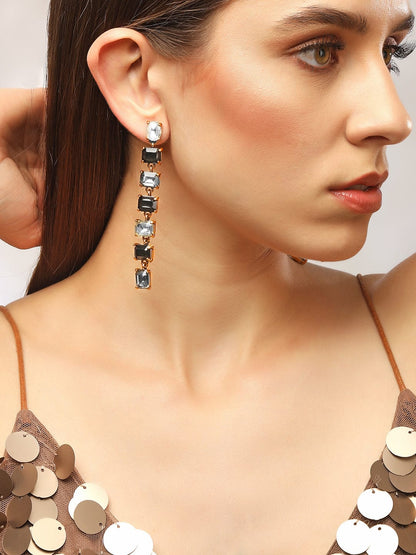 As Seen On Huma Qureshi - Rubans Voguish Zircon Stones Long Party Wear Earrings Earrings