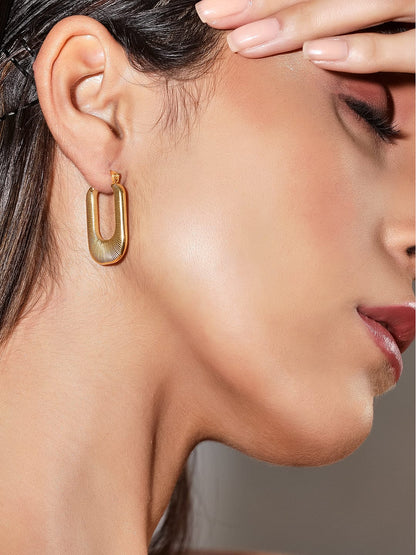 As Seen On Kriti Sanon - Rubans Voguish Gold-Toned Contemporary Drop Earrings Earrings
