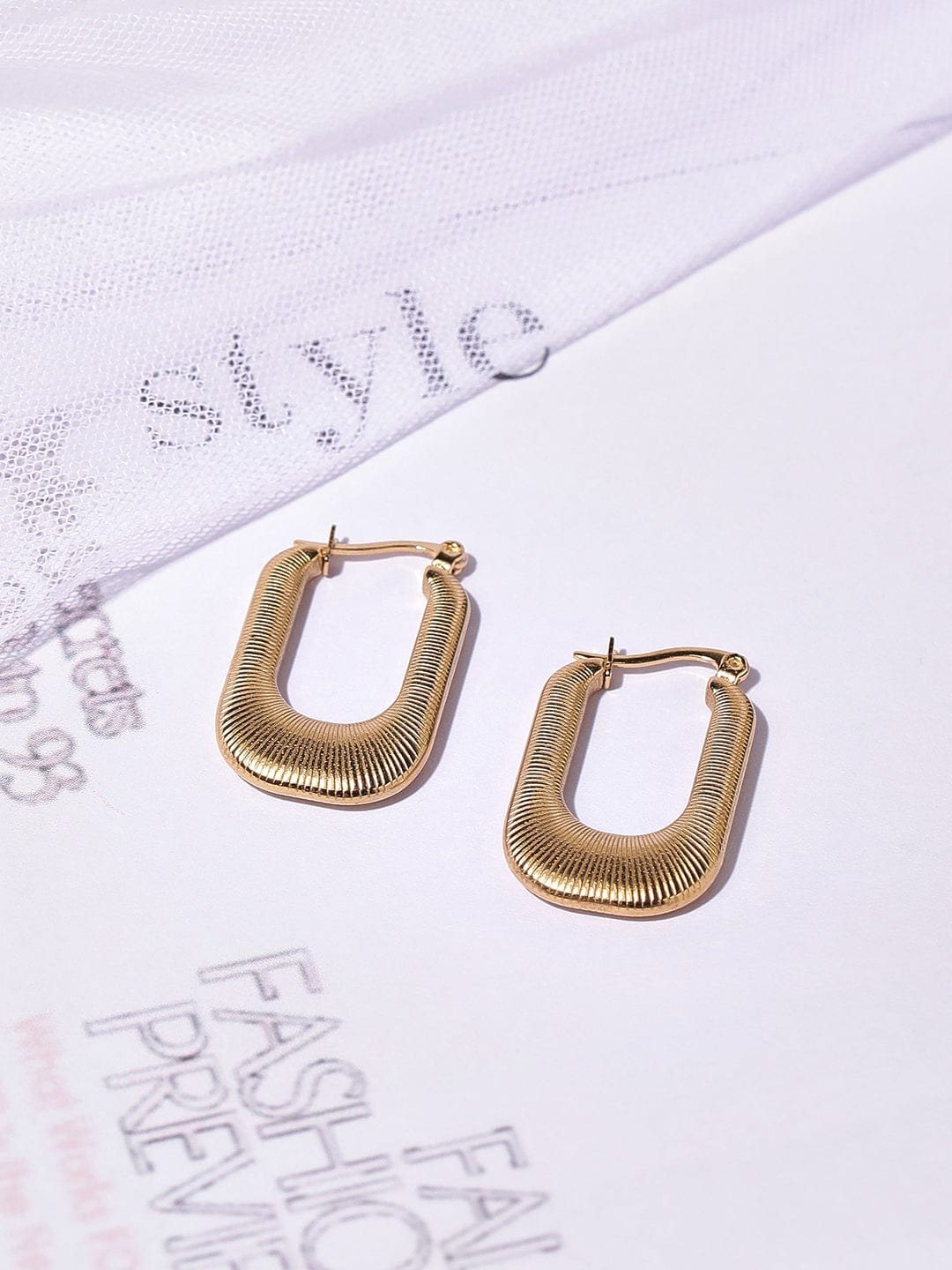 As Seen On Kriti Sanon - Rubans Voguish Gold-Toned Contemporary Drop Earrings Earrings