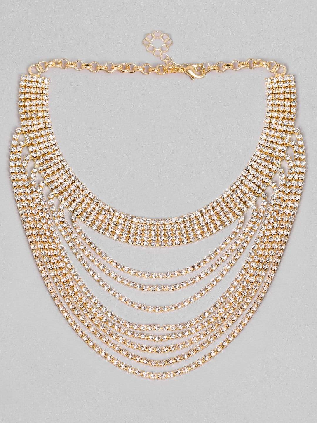 As Seen On Sunny Leone - Rubans Gold Plated Handcrafted Zircon Studded Layered Necklace Necklaces, Necklace Sets, Chains & Mangalsutra