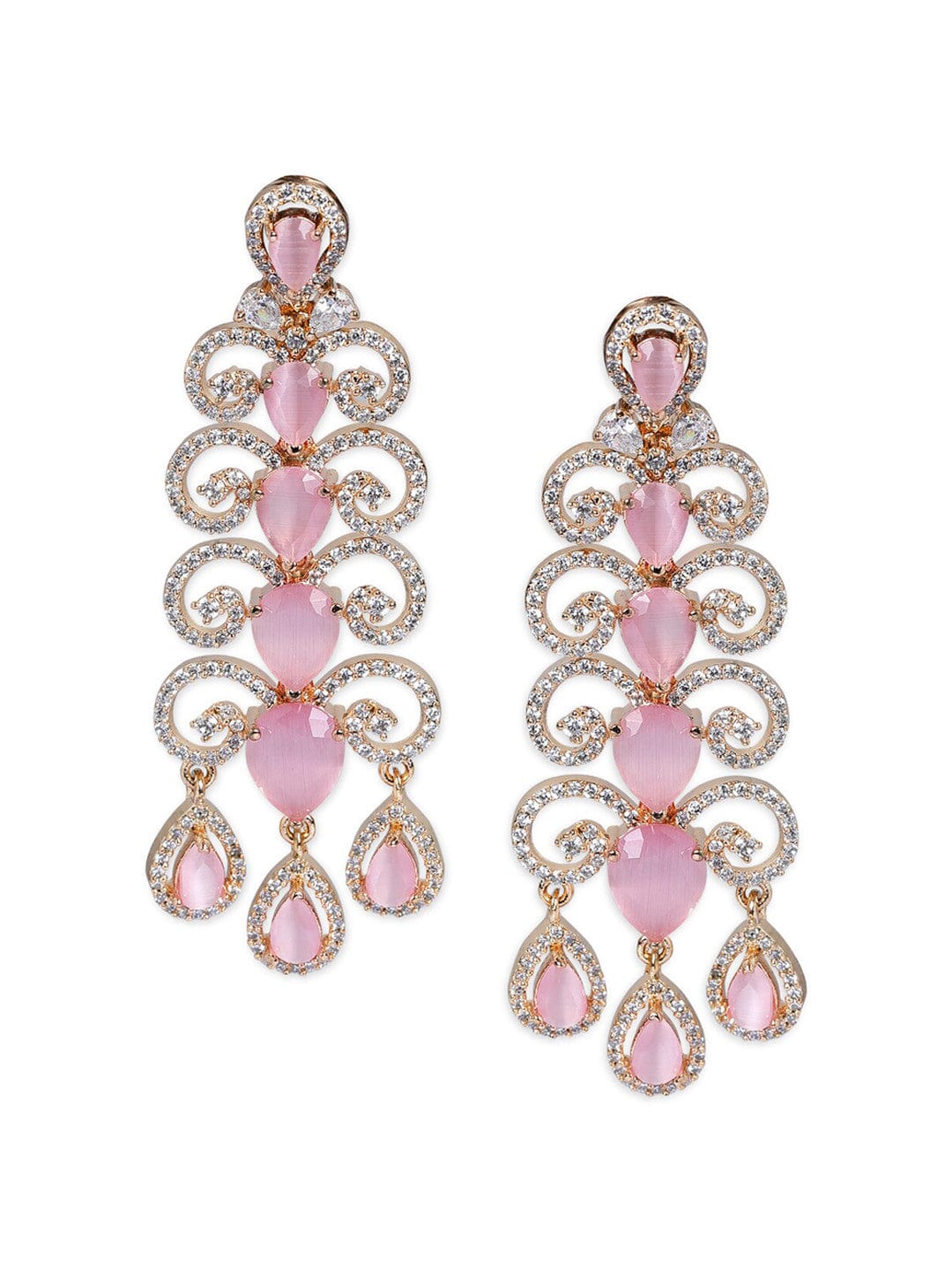 Coral Pink Stone studded Elegant Earrings Earrings