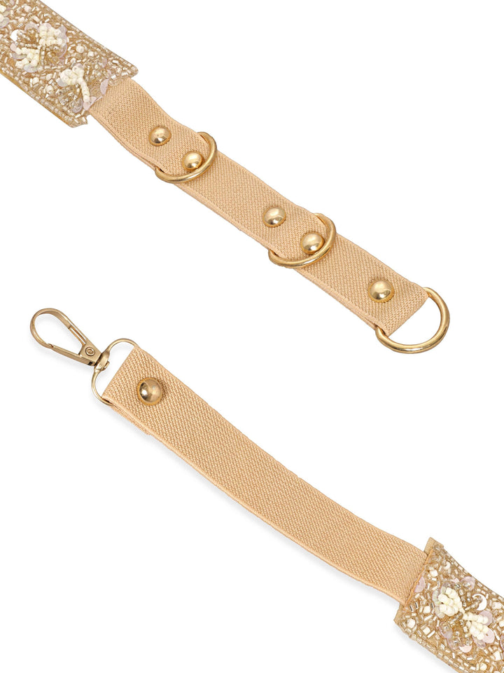 Gold Fabric Pear Beaded Fabric Belt Belt