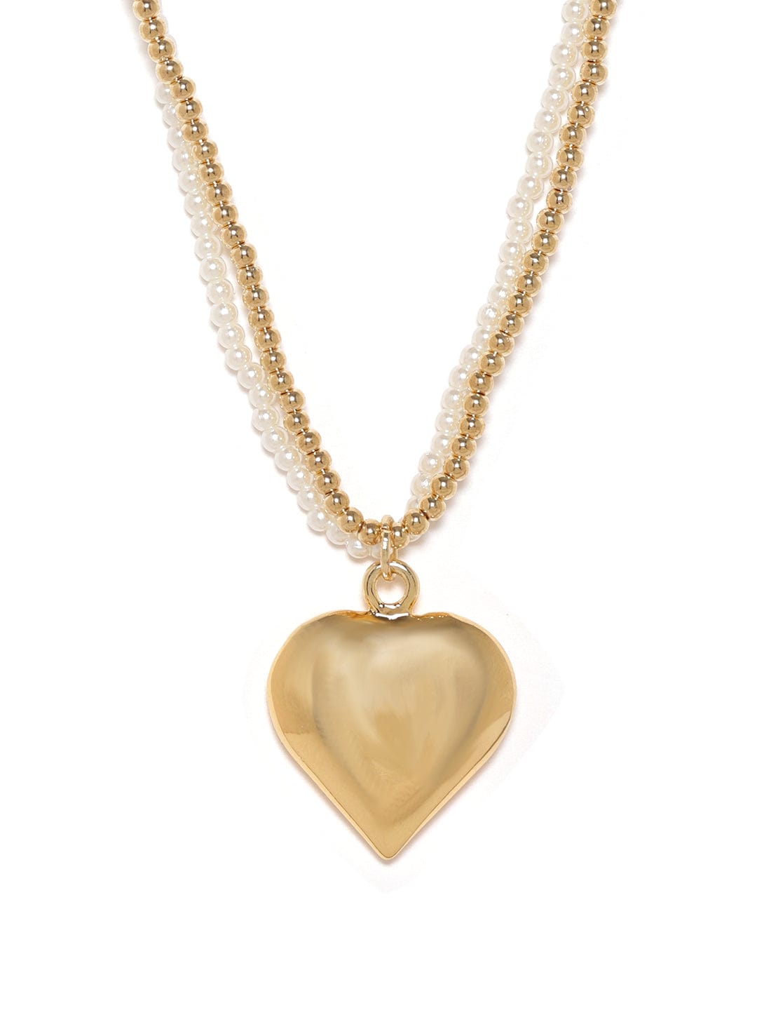 Gold plated pearl beaded Heart pendant layered Necklace Necklaces, Necklace Sets, Chains &amp; Mangalsutra