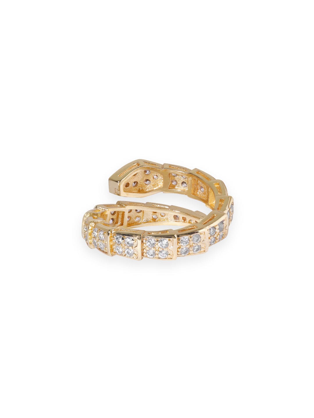Gold Plated Stainless Steel Waterproof Tarnesh Free Serpent Motif Zirconia Studded parametric Wrap Ring Rings