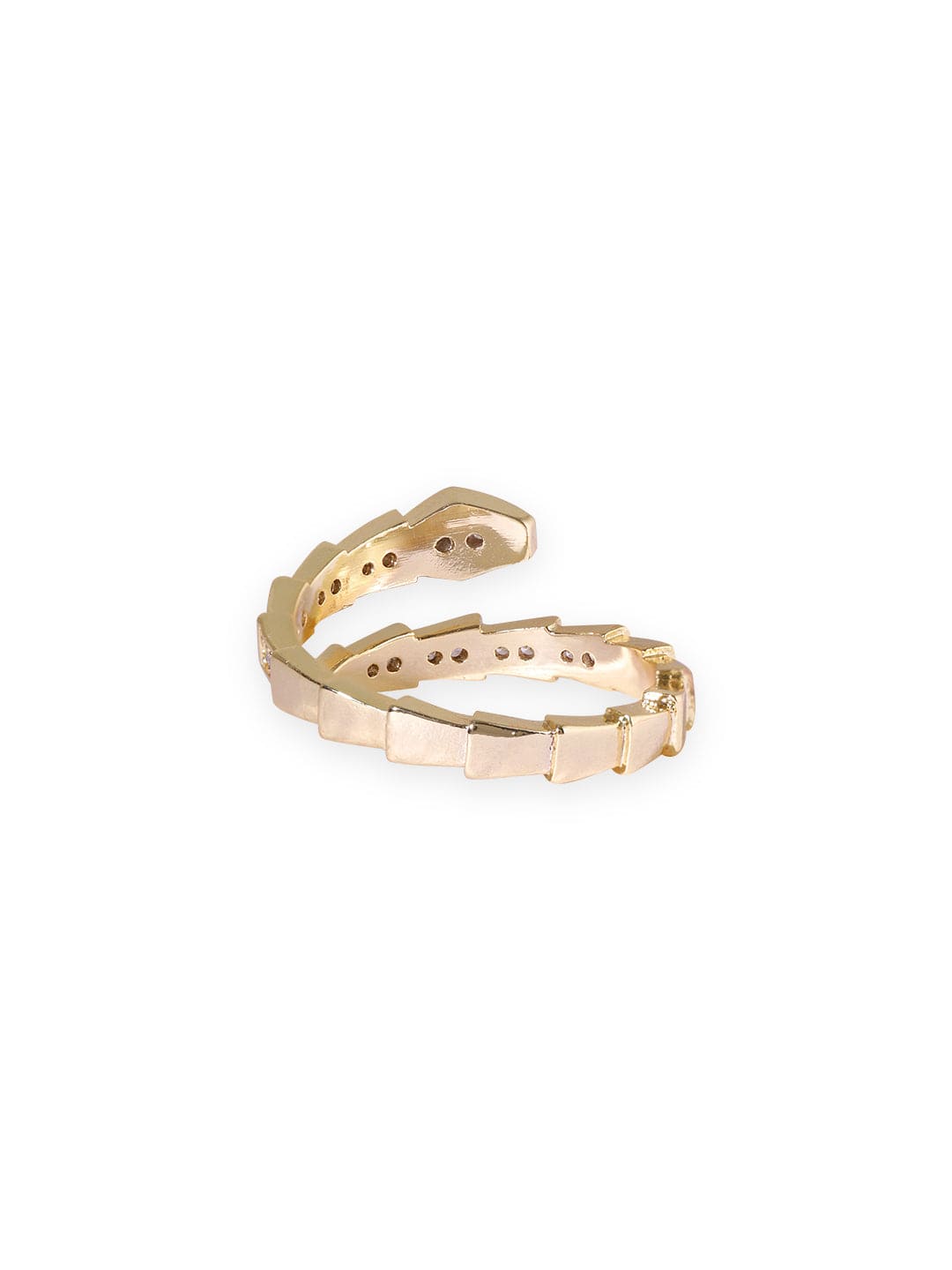 Gold Plated Stainless Steel Waterproof Tarnesh Free Zirconia Snake Textured Motif Wrap Ring Rings