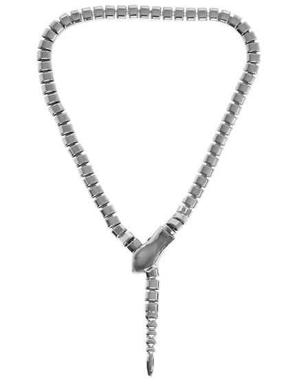 Rhodium plated Stainless Steel Serpent Textured Statement link Necklace  Necklaces, Necklace Sets, Chains &amp; Mangalsutra