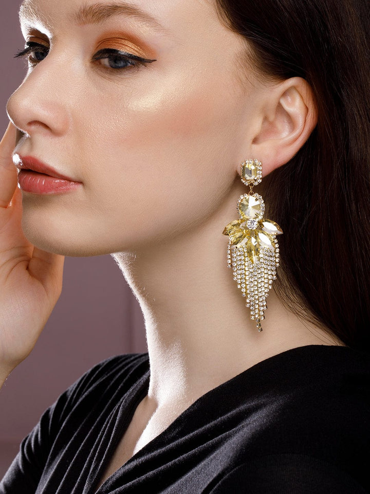 Rubans 18K Gold plated Crystal studded Statement Dangler Earrings Earrings