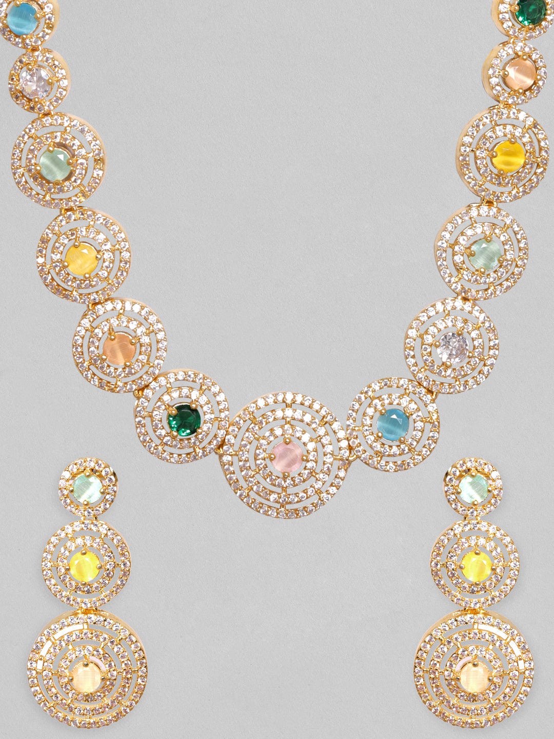 Rubans 18K Gold-Plated CZ-Studded Jewellery Set Necklace Set