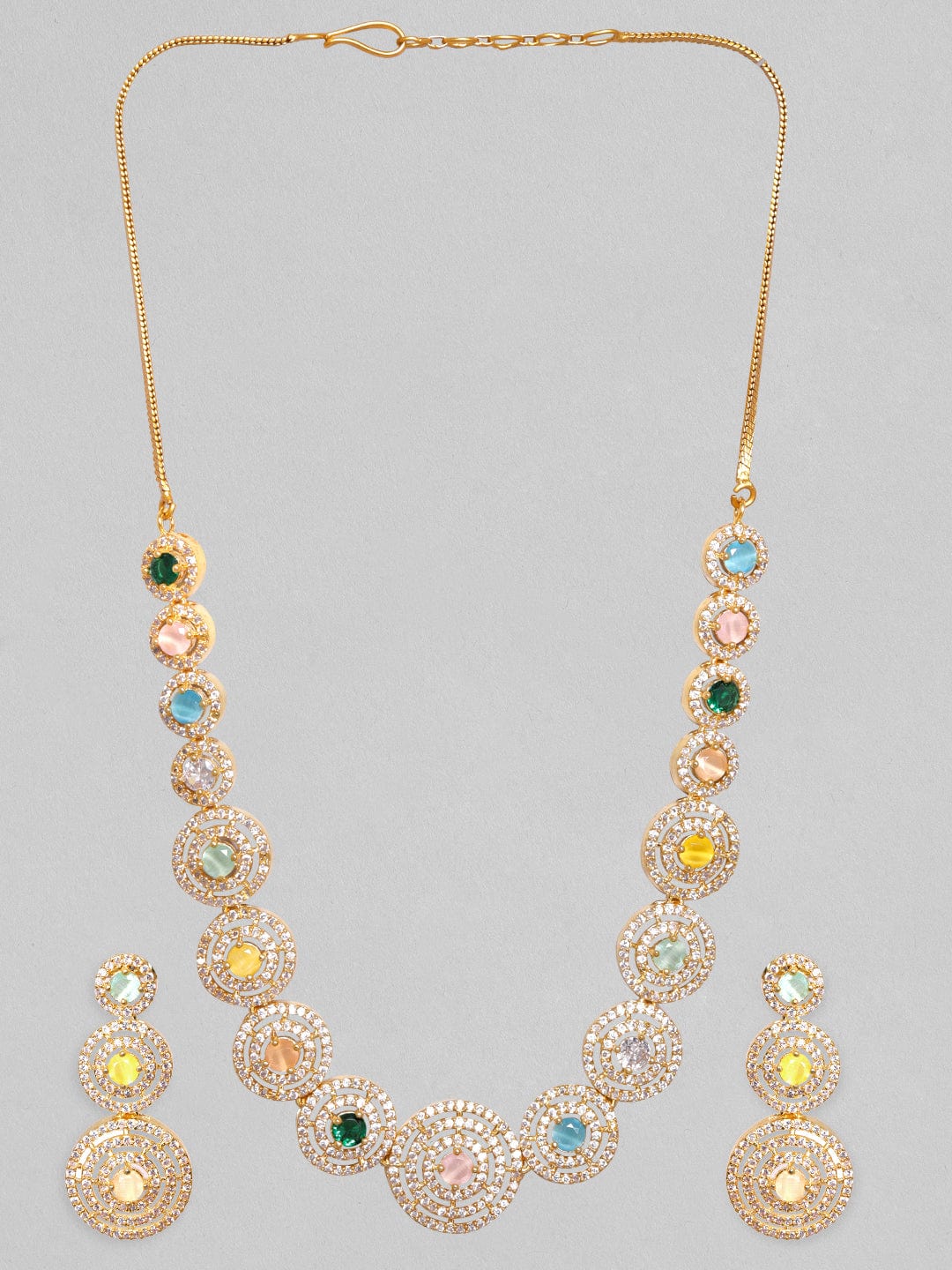 Rubans 18K Gold-Plated CZ-Studded Jewellery Set Necklace Set