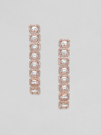 Rubans 18k Gold Plated Premium Baguette Crystal studded Dangle Earrings Earrings
