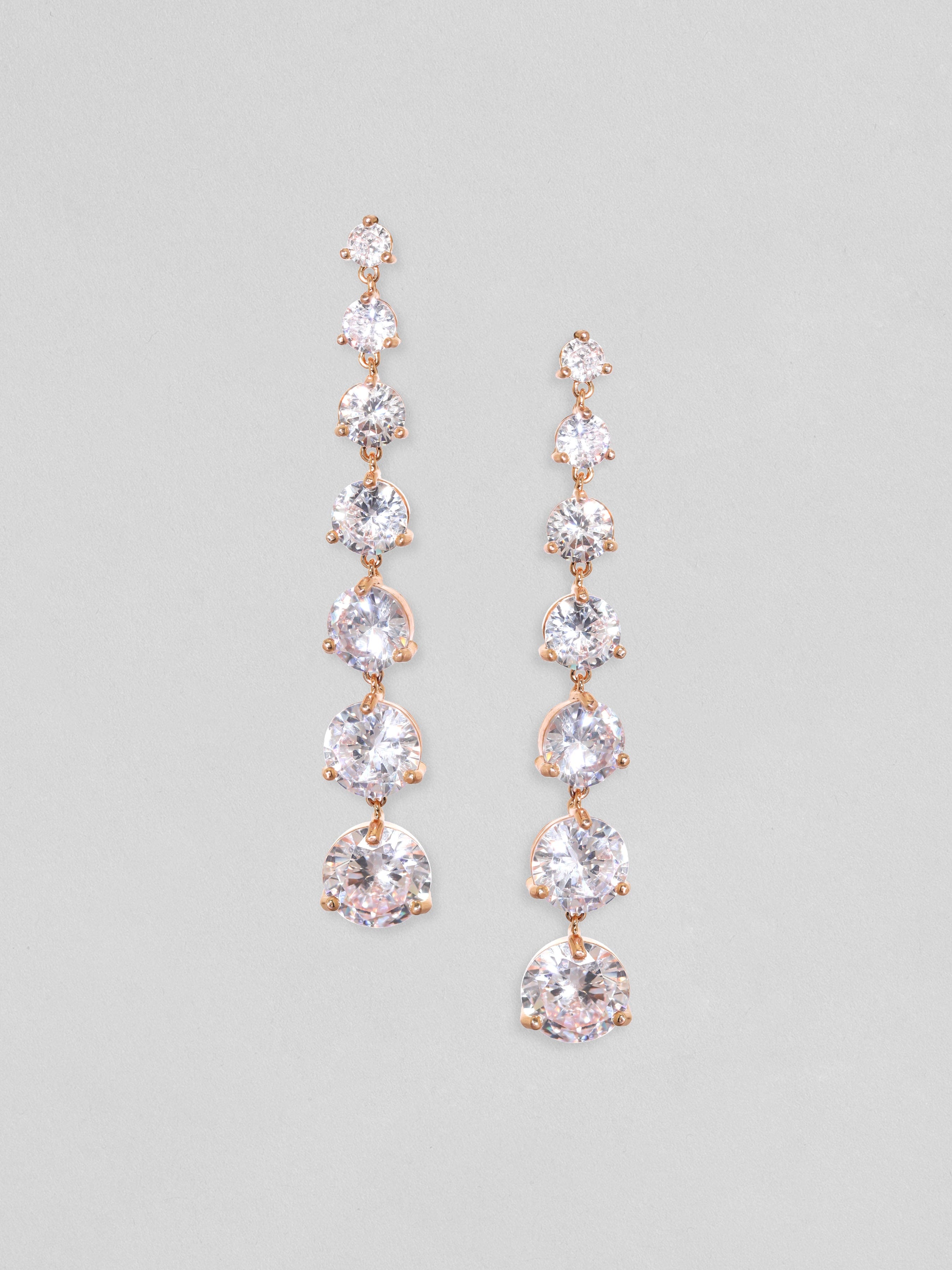 Rubans 18k Gold Plated Premium Crystal Studded Dangle Earrings Earrings