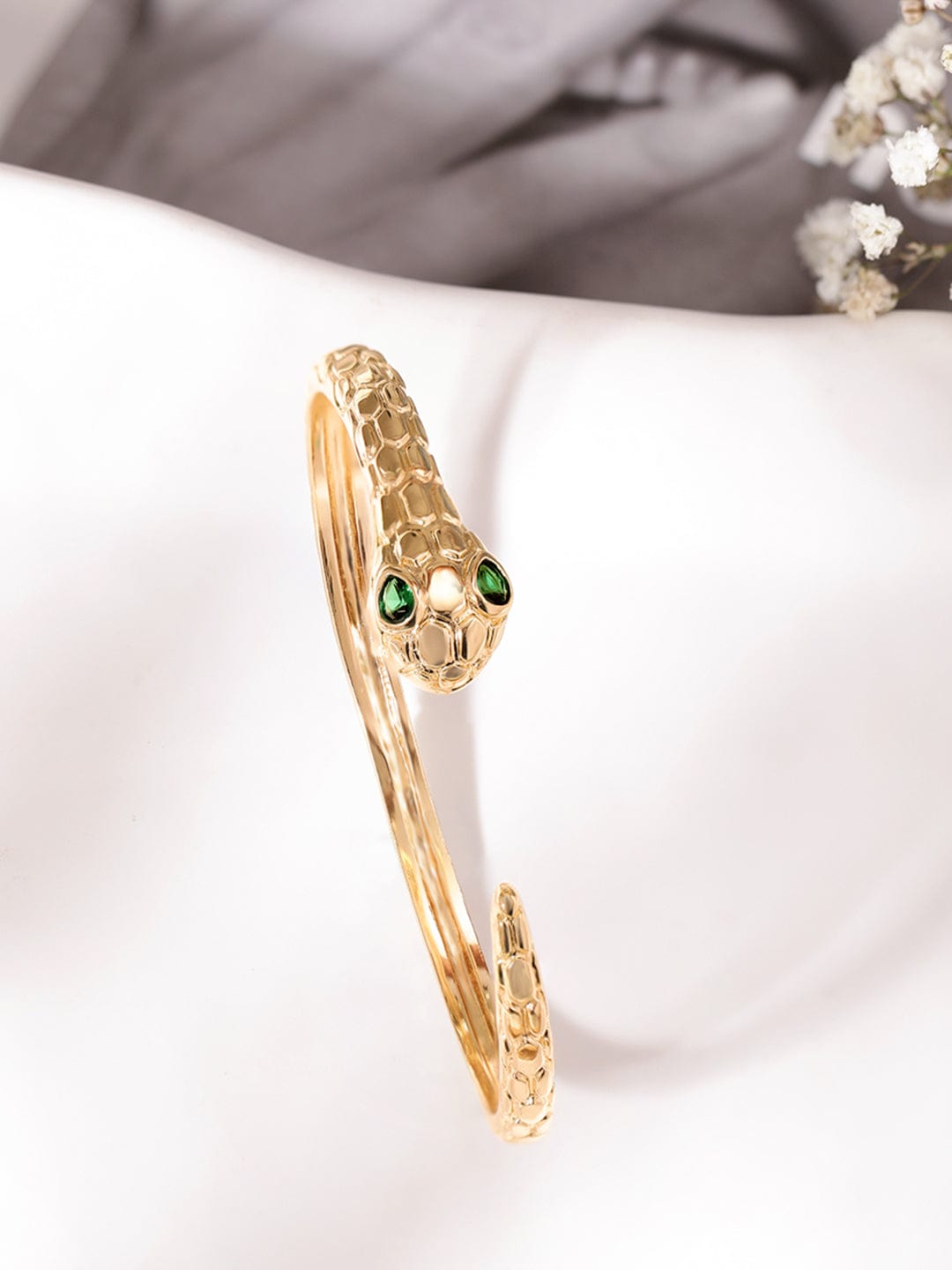 Rubans 18K Gold plated serpent motif textured bracelet Bangles & Bracelets