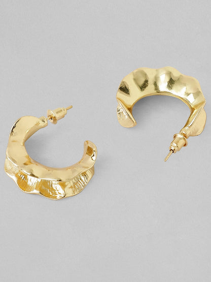 Rubans 18K Gold plated textured organic hoop earring Earrings