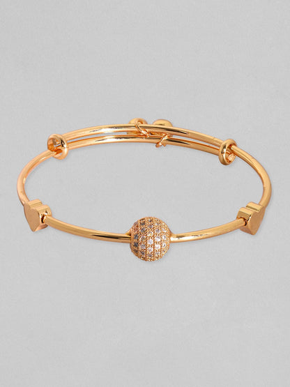 Rubans 18K Gold plated zirconia beaded heart charm adjustable minimal bracelet Bangles &amp; Bracelets