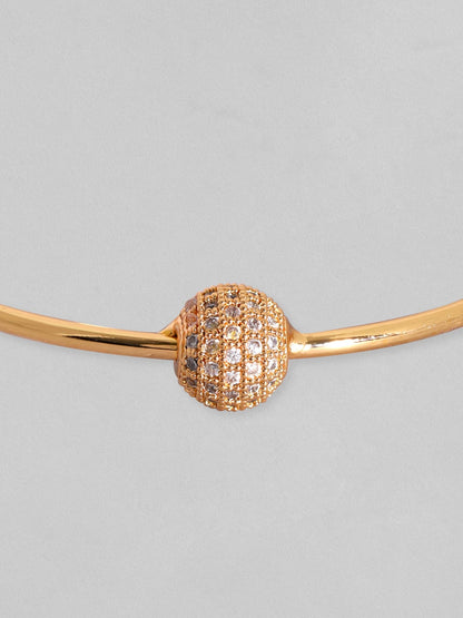 Rubans 18K Gold plated zirconia beaded heart charm adjustable minimal bracelet Bangles &amp; Bracelets