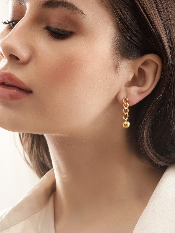 Rubans 18K Gold Toned Cuban Link Chain Dangle Earrings Earrings