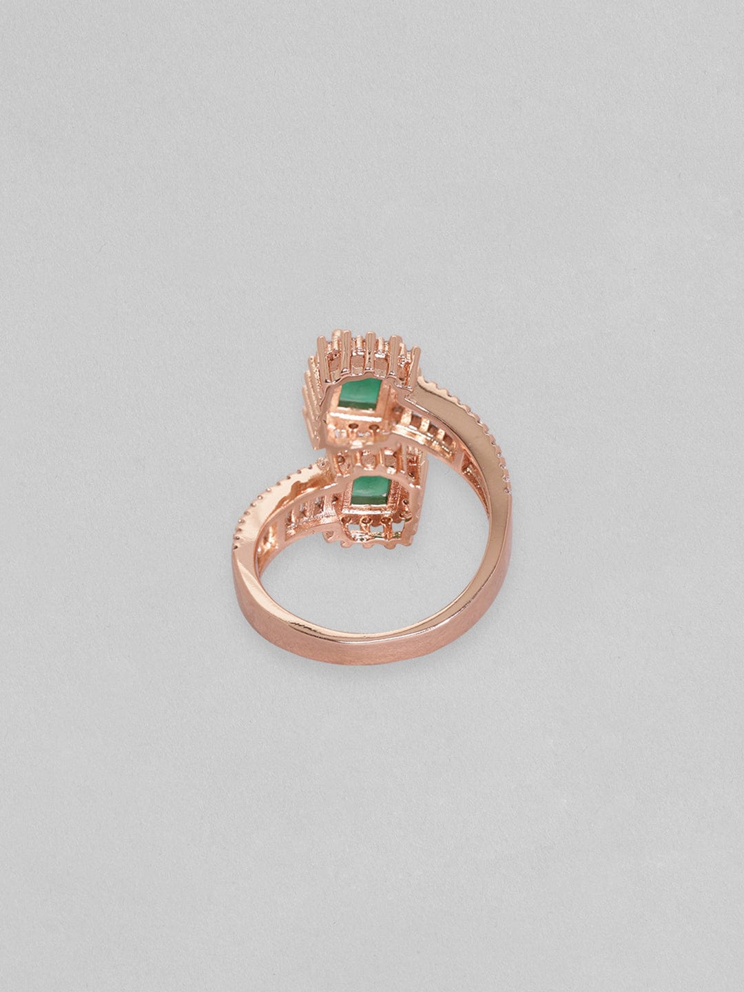Rubans 18K Rose Gold-Plated CZ-Studded Adjustable Finger Ring Rings