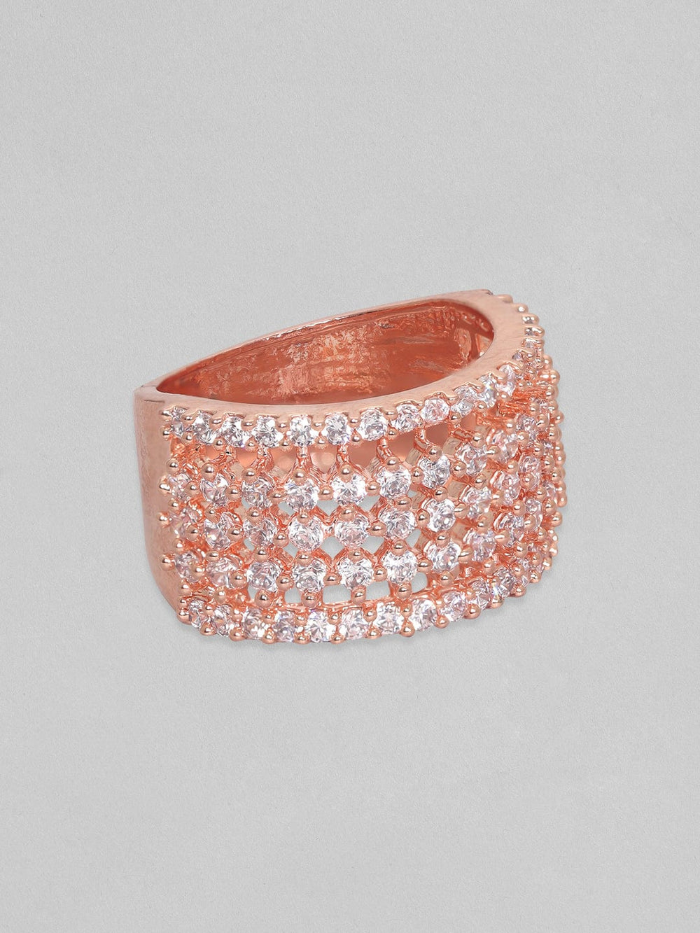 Rubans 18k Rose Gold-Plated  CZ-Studded Finger Ring Rings