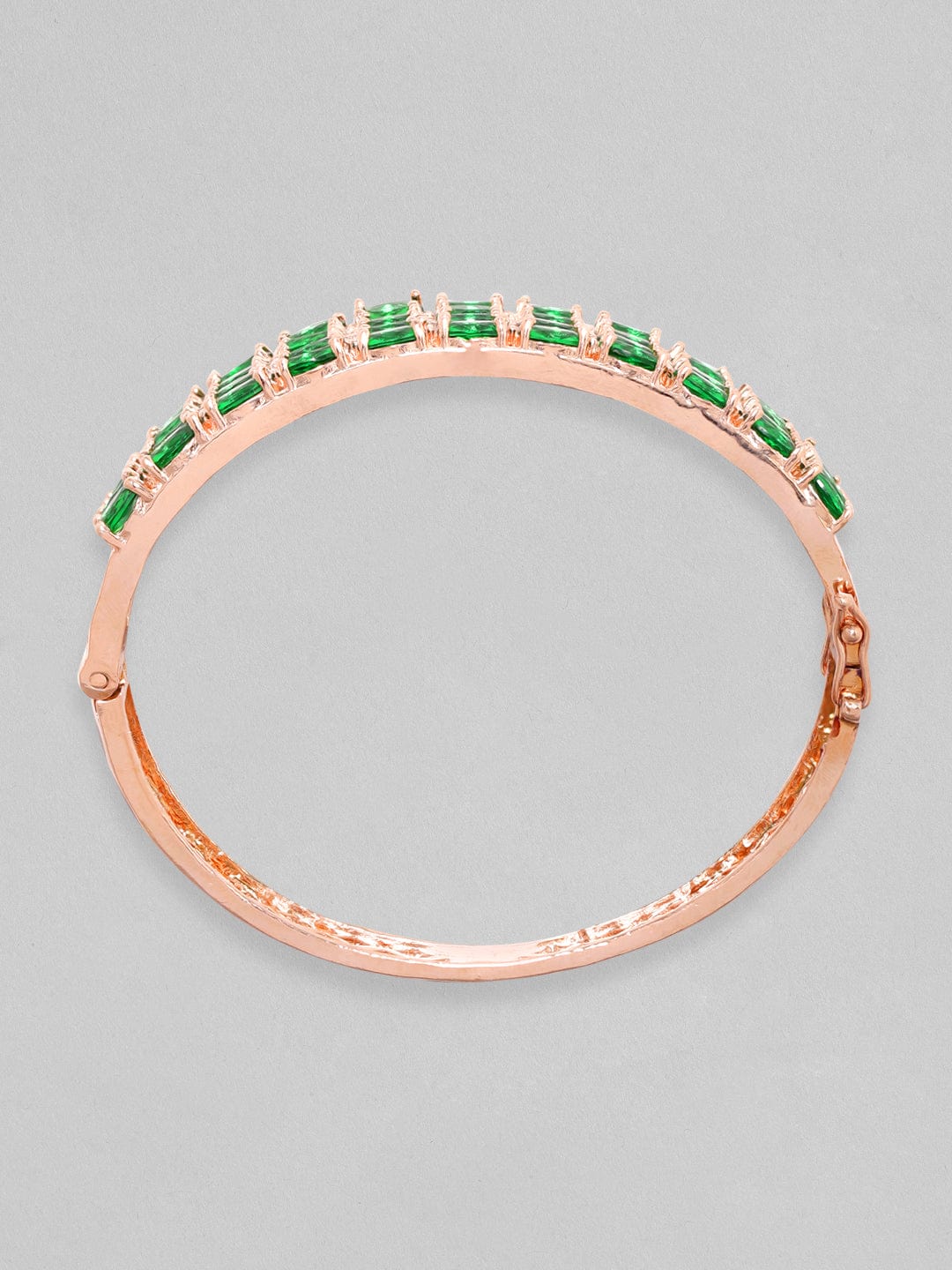 Rubans 18K Rose Gold Plated Emerald Green Zirconia Statement Bracelet Bracelets