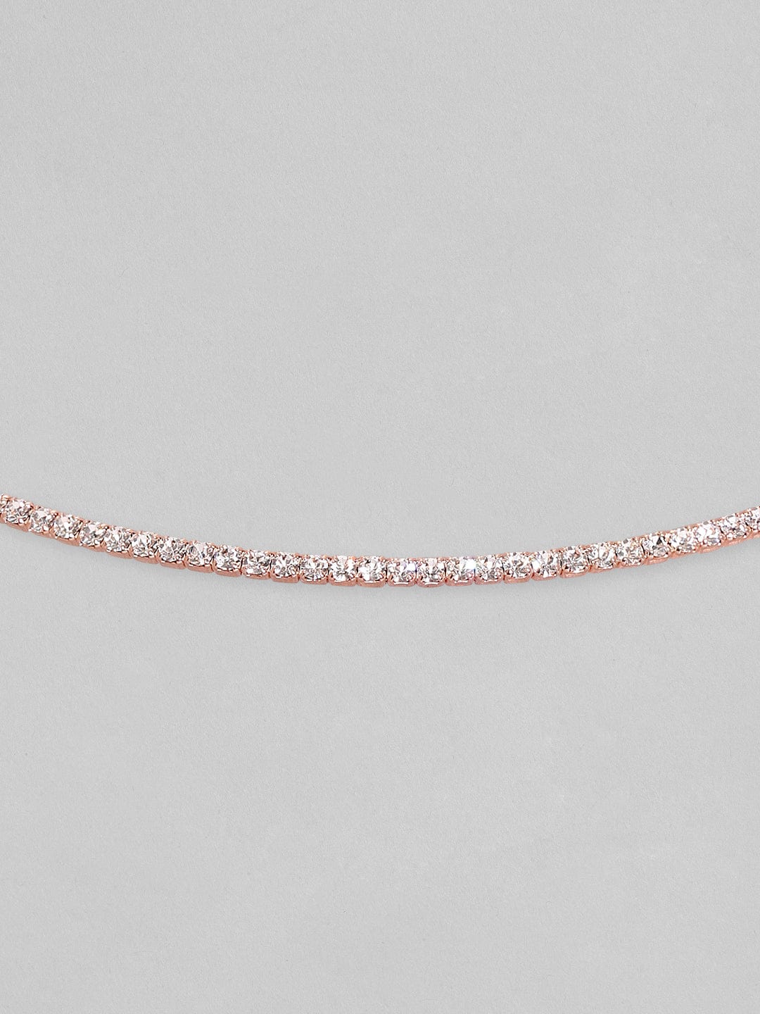 Rubans 18K Rose Gold plated Premium Crystal Studded Single layer Choker Necklace Choker