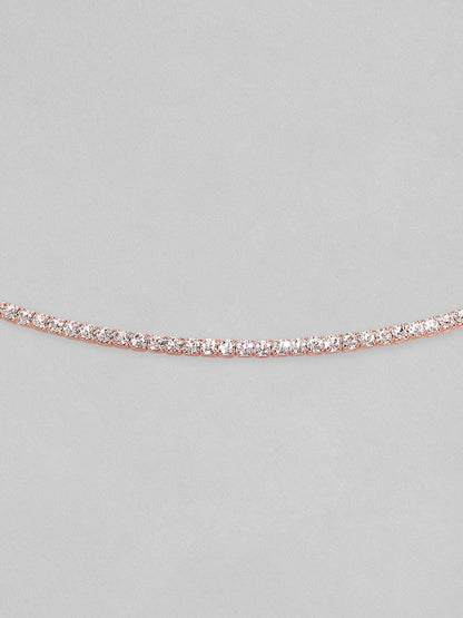 Rubans 18K Rose Gold plated Premium Crystal Studded Single layer Choker Necklace Choker