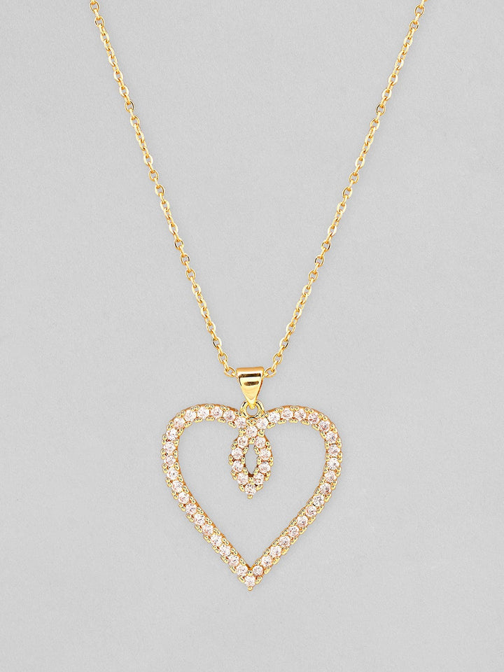 Rubans 22K Gold Plated Chain Necklace With Heart Pendant Chain & Necklaces