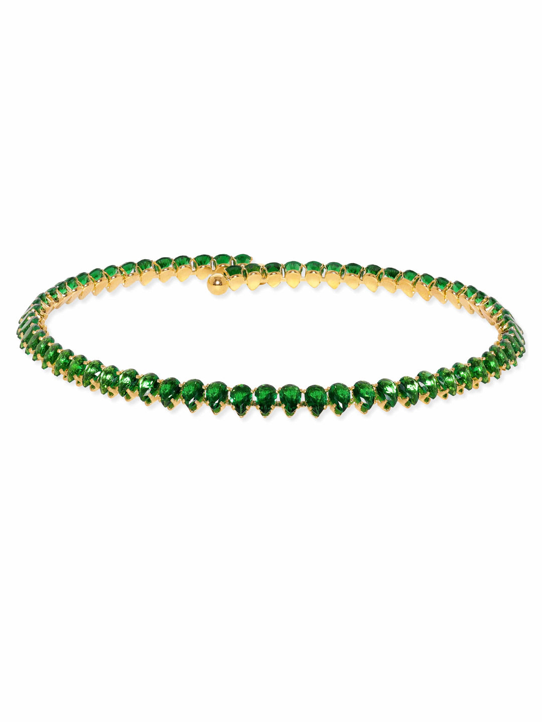 Rubans 22K Gold plated Green Korean Crystal studded adjustable choker necklace Necklace