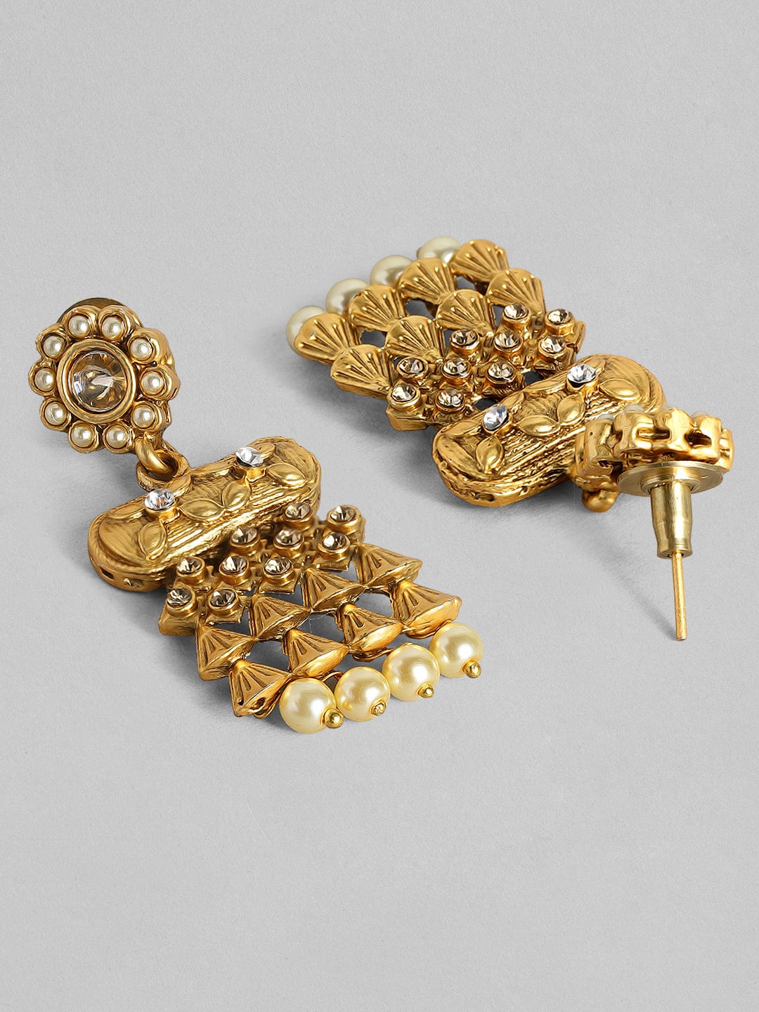 Rubans 22K Gold Plated Handcrafted Kundan Stone &amp; Filigree Necklace Set Necklace Set