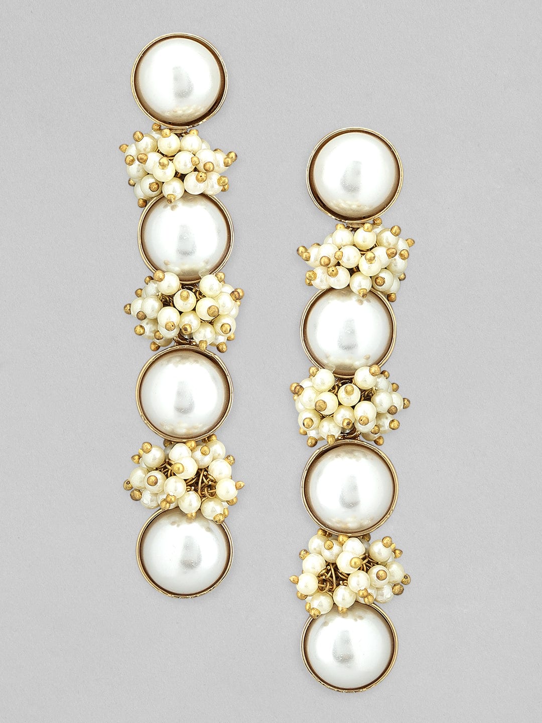 Rubans 22k Gold-Plated Handcrafted Pearls Studded Drop Earrings Earrings