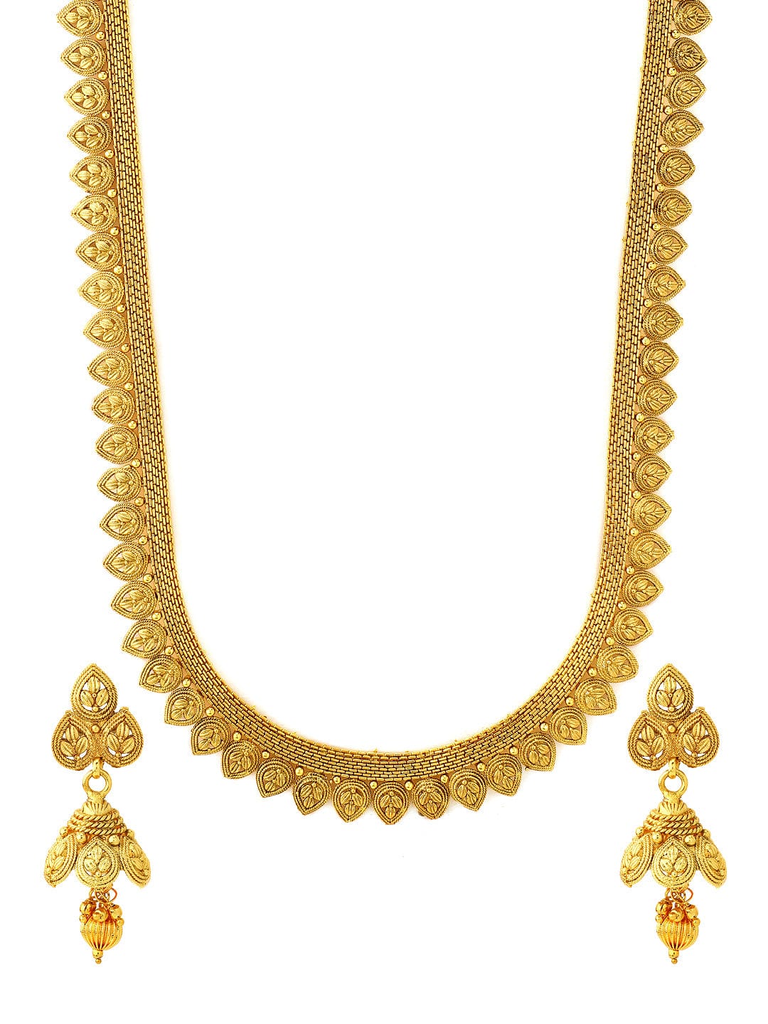 Rubans 22K Gold Plated Handcrafted Studded Necklace Set Necklace Set