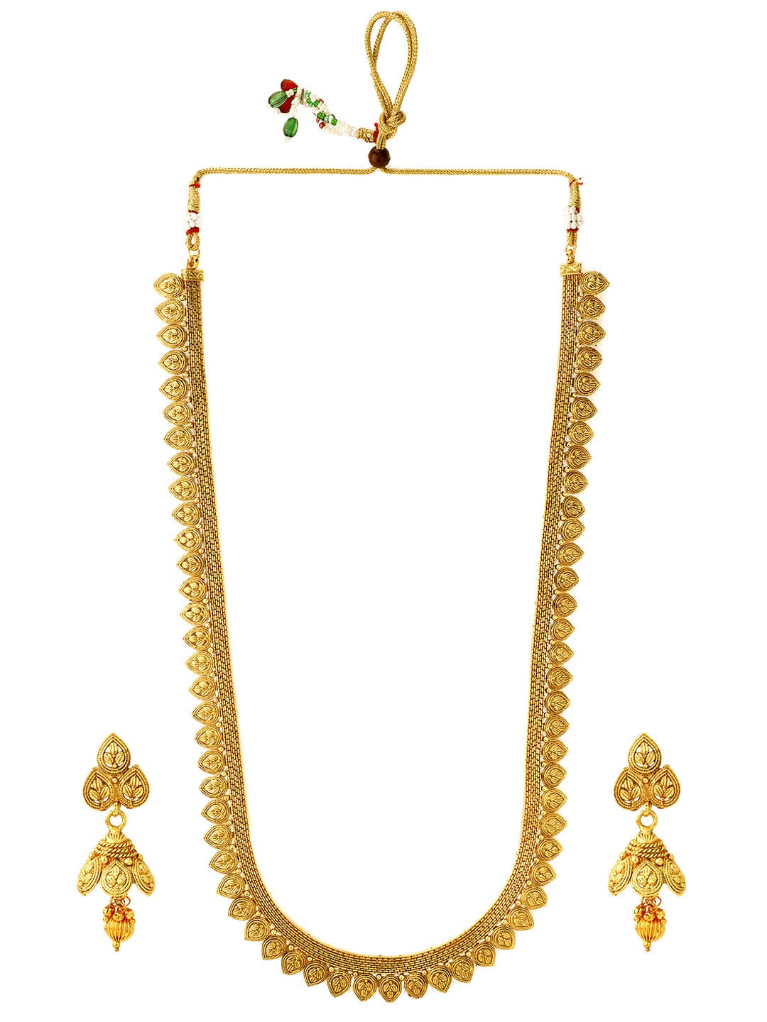 Rubans 22K Gold Plated Handcrafted Studded Necklace Set Necklace Set