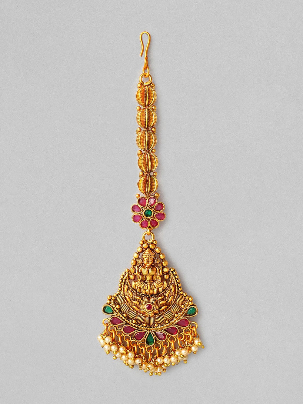 Rubans 22K Gold Plated Handcrafted Traditional Temple Maangtikka Head Jewellery