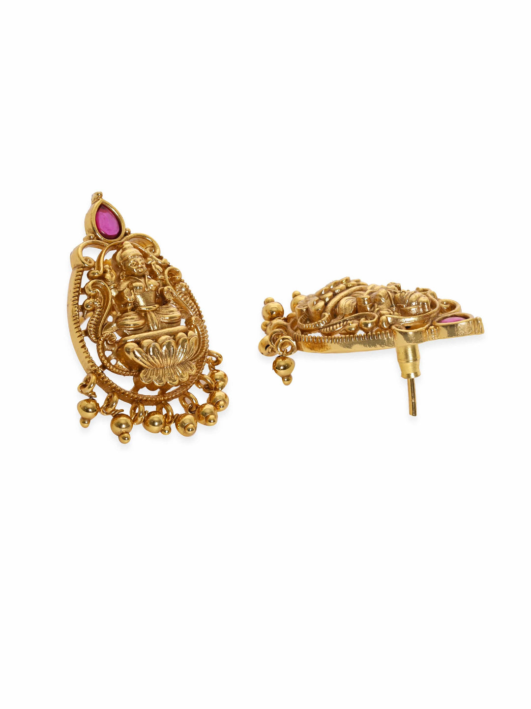 Rubans 22K Gold plated Kemp & Crystal Zirconia Studded Temple Luxury Choker Set Jewellery Sets