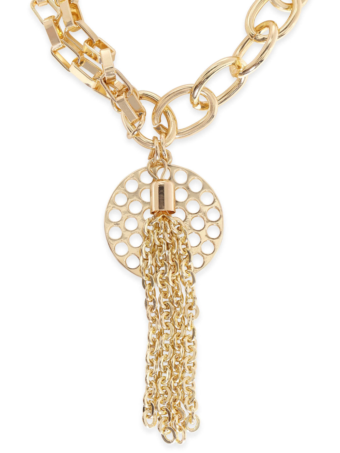Rubans 22K Gold Plated Link Chain Charm Dangle Layered Copper Bracelet Bangles & Bracelets