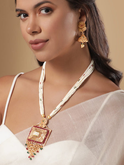 Rubans 22K Gold Plated Pearl Beaded Necklace Set Necklaces, Necklace Sets, Chains &amp; Mangalsutra
