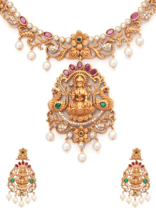 Rubans 22K Gold-Plated &amp; Pink Metal Antique Jewellery Set Necklace Set