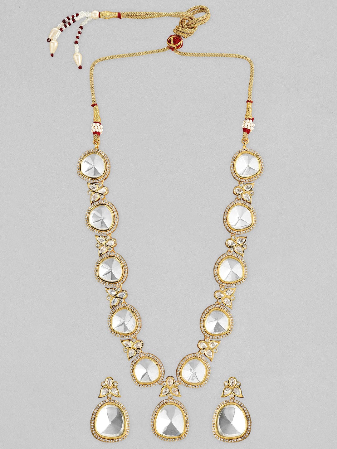 Rubans 22K Gold Plated Polki Necklace Set With Beautiful Design Necklace Set