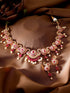Rubans 22K Gold Plated Ruby Zircon Pearl Beaded Necklace Set Necklace Set