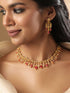 Rubans 22K Gold plated Ruby Zirconia Handcrafted Luxury Necklace Set