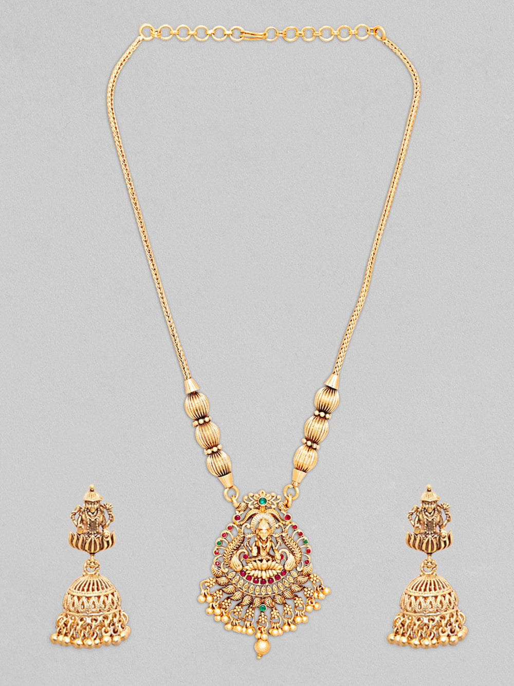 Rubans 22k Gold Plated Temple Jewellery Set Necklace Set