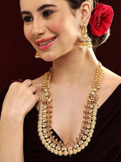 Rubans 22K Gold Plated Temple Jewellery Set Necklaces, Necklace Sets, Chains &amp; Mangalsutra