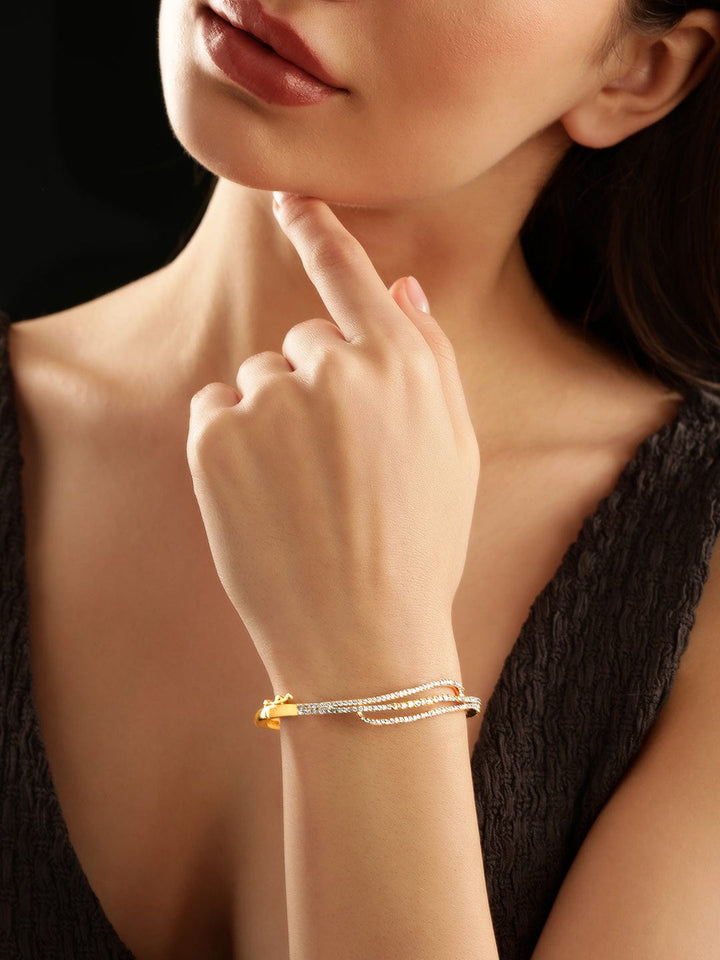 Rubans 22K Gold plated Zirconia contemporary Sleek Bracelet Bangles & Bracelets