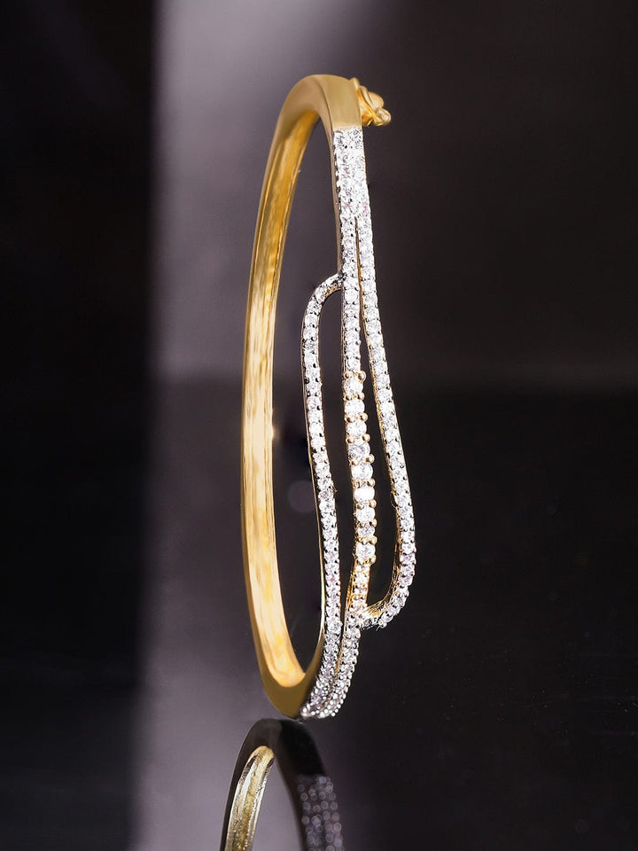Rubans 22K Gold plated Zirconia contemporary Sleek Bracelet Bangles & Bracelets