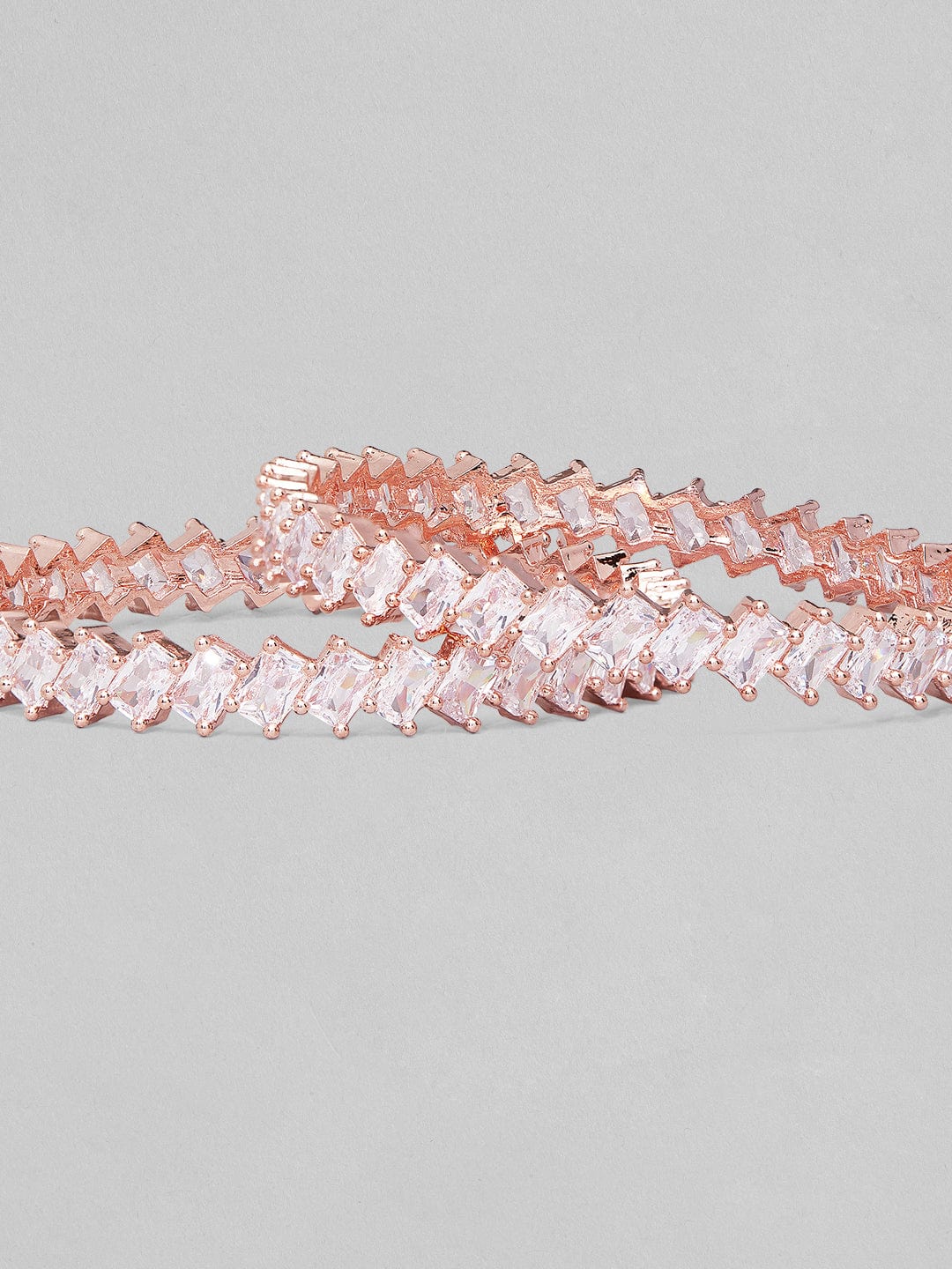 Rubans 22K Rose Gold-Plated AD Stone-Studded Handcrafted Bangles Set Of 2 Bangles &amp; Bracelets