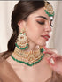 Rubans 22KT Gold Plated Kundan Necklace and Earrings with Maang Tika Earrings & mangtika Combo