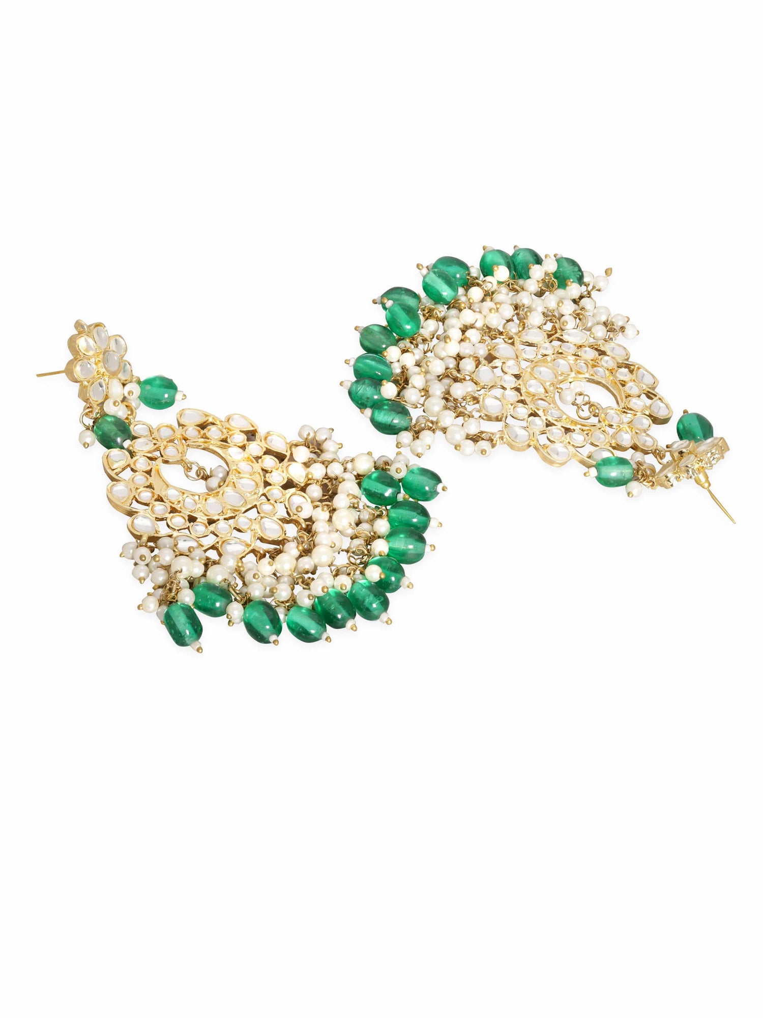 Rubans 22KT Gold Plated Kundan Necklace and Earrings with Maang Tika Earrings &amp; mangtika Combo
