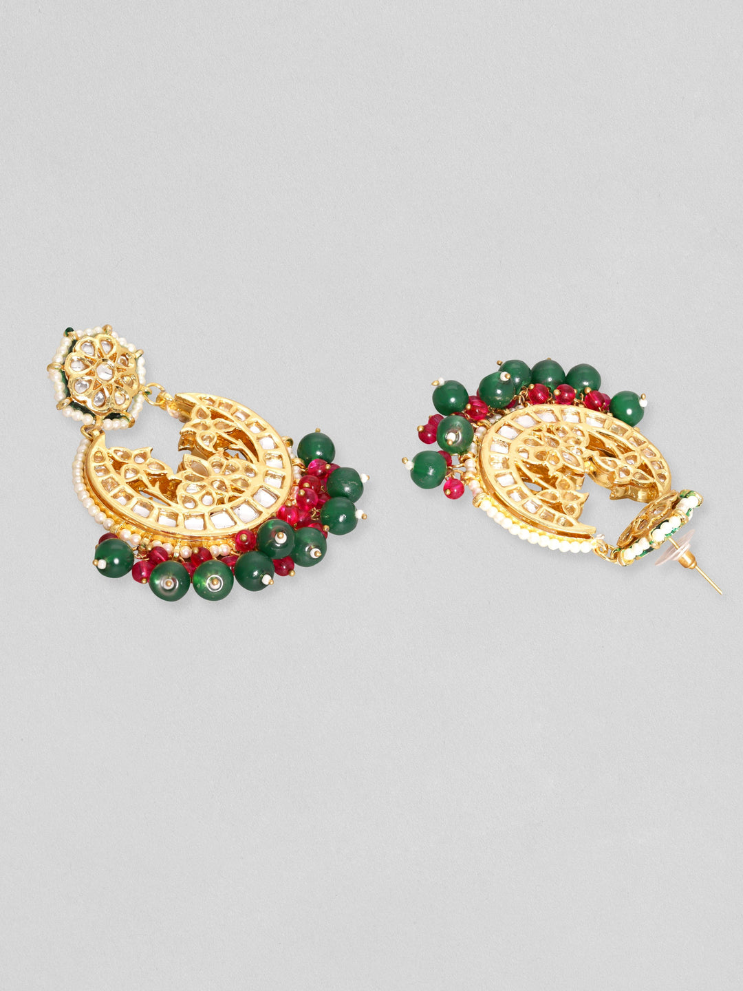 Rubans 24K Gold Plated Kundan Studded Pink & Green Beaded Choker Set Necklace Set